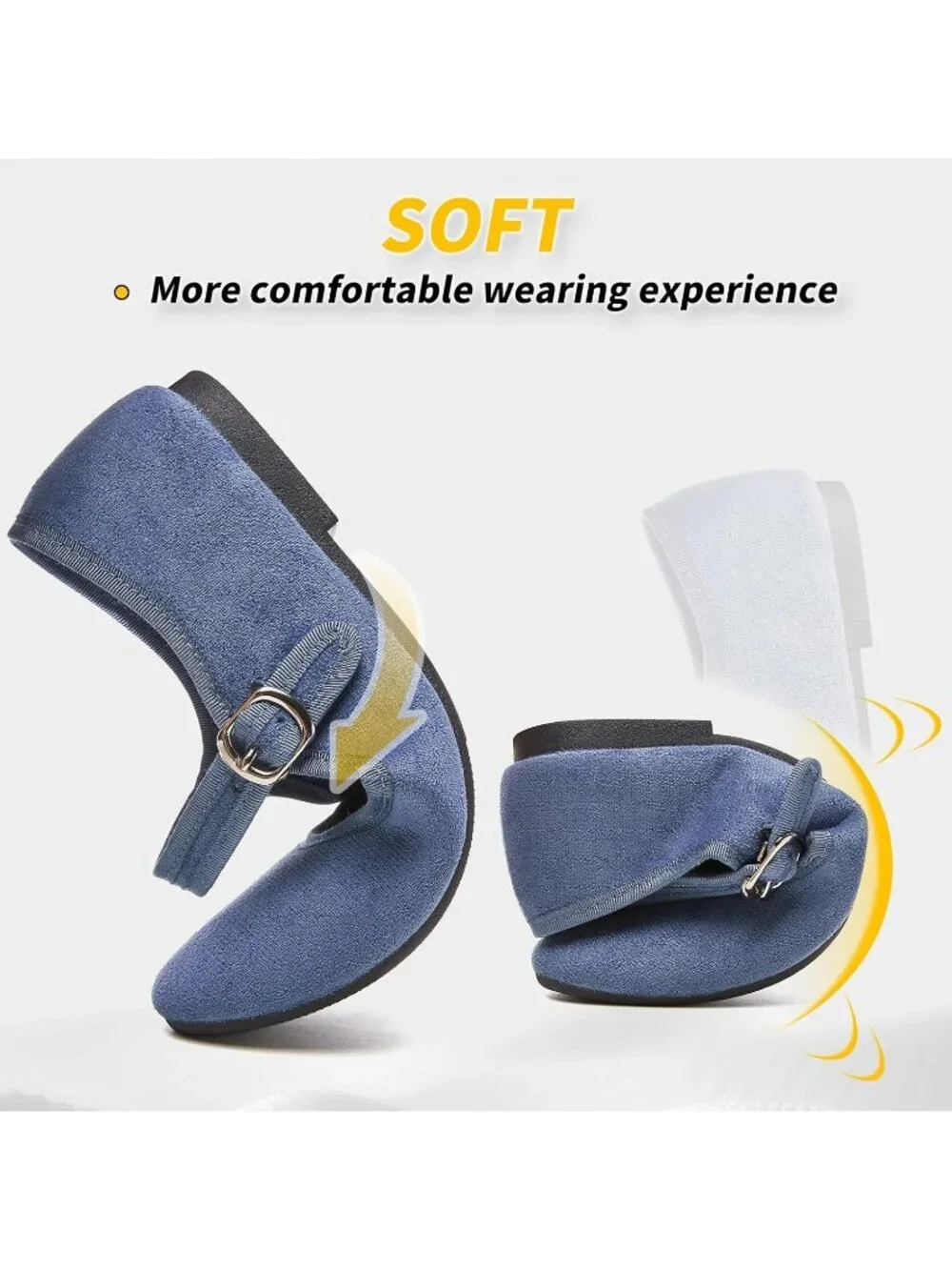 Women's Blue Mary Jane with Strap Faux Suede Black Flats Shoes Comfortable